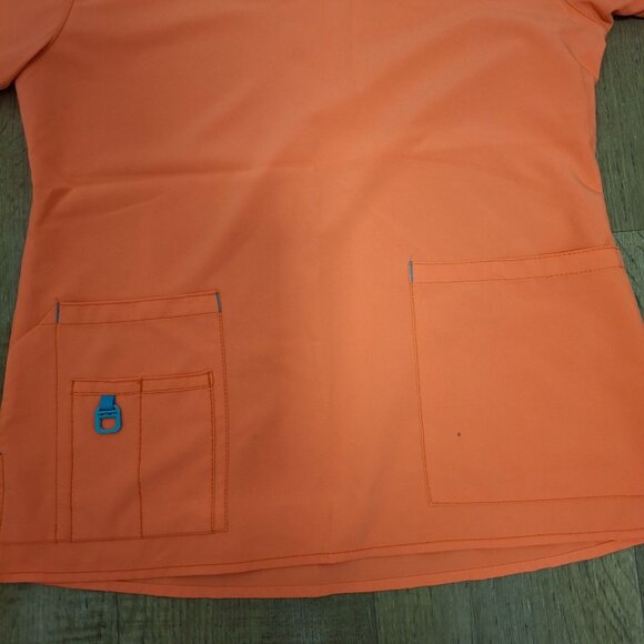 Carhartt Womens Orange V-Neck Smart Force Scrub Top With Pockets Size M - Picture 3 of 8